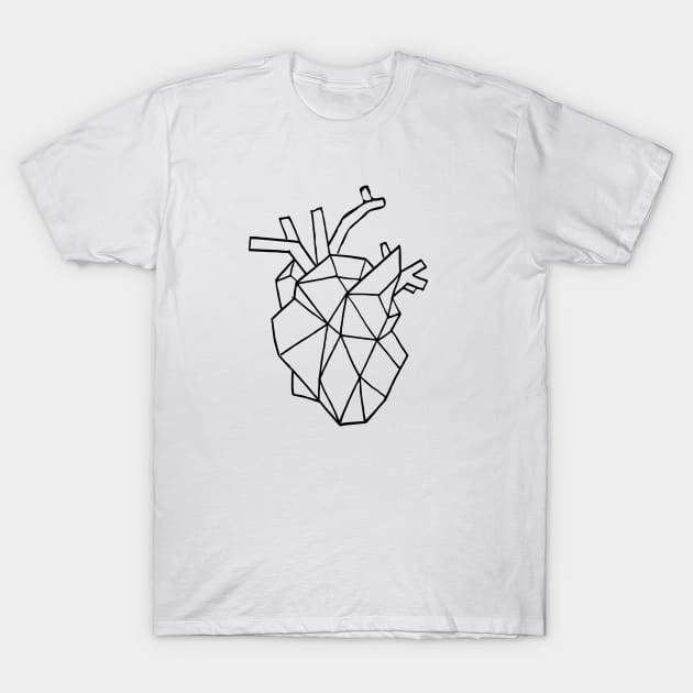 Geometric Heart (black brush) T-Shirt by MunaNazzal